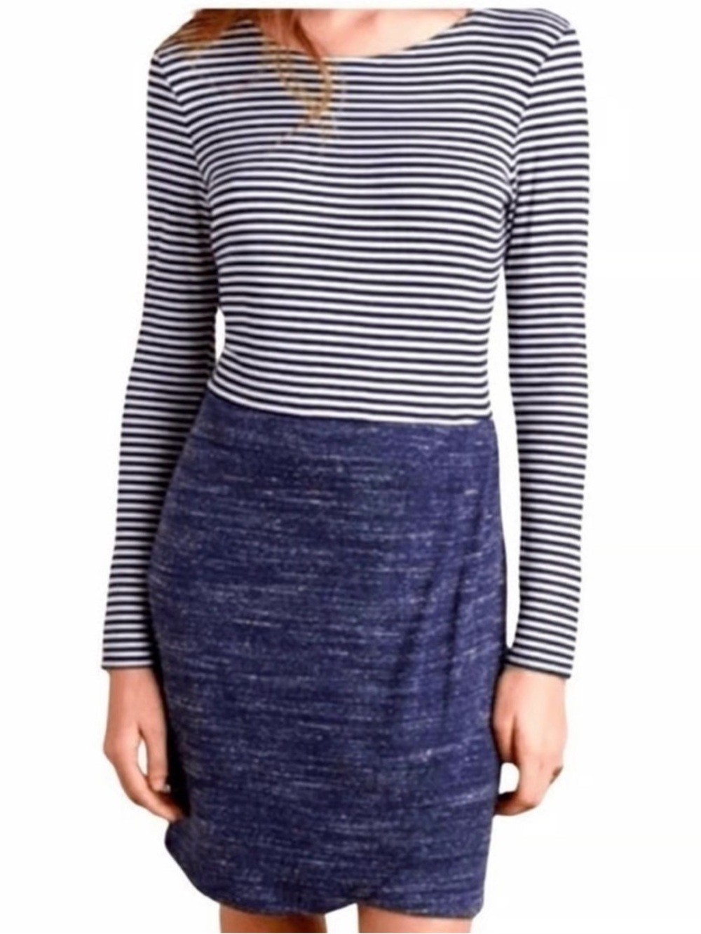 Anthropologie Dolan Blue and White Sheath Dress with Crew Neck XS NWT